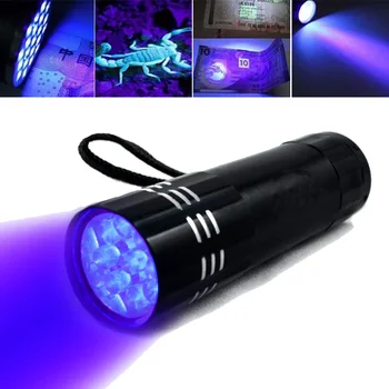  9 Lanterna LED UV Ultravioleta Tocha 395nm Mini UV Luz Negra Urina de animais de Estimação Detector de Manchas de Escorpião Caça de Inspeção da Lâmpada