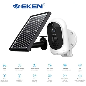  Novo EKEN AStro 1080p Câmera IP com Painel Solar Bateria sem Fio WIFI à prova de Intempéries de Detecção de Movimento sem Fio da Câmera de Segurança